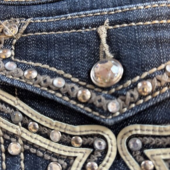 Earl Womens Embellished Blue Jeans 6P Denim Faded Dark Wash Straight Leg EUC - Picture 14 of 16